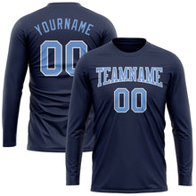 Load image into Gallery viewer, Custom Navy Light Blue-White Long Sleeve Performance Salute To Service T-Shirt