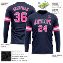 Load image into Gallery viewer, Custom Navy Pink-White Long Sleeve Performance Salute To Service T-Shirt