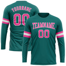 Load image into Gallery viewer, Custom Aqua Pink-White Long Sleeve Performance T-Shirt