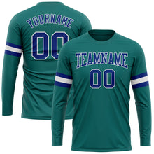 Загрузить изображение в средство просмотра галереи, Custom Aqua Royal-White Long Sleeve Performance T-Shirt