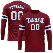 Load image into Gallery viewer, Custom Crimson White-Royal Long Sleeve Performance T-Shirt