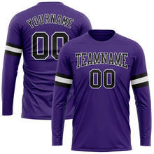 Load image into Gallery viewer, Custom Purple Black-White Long Sleeve Performance T-Shirt