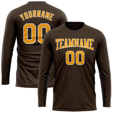Загрузить изображение в средство просмотра галереи, Custom Brown Gold-White Long Sleeve Performance T-Shirt