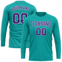 Загрузить изображение в средство просмотра галереи, Custom Aqua Purple-White Long Sleeve Performance T-Shirt