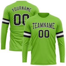 Load image into Gallery viewer, Custom Neon Green Black-White Long Sleeve Performance T-Shirt
