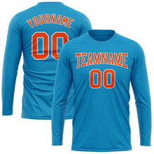Загрузить изображение в средство просмотра галереи, Custom Panther Blue Orange-White Long Sleeve Performance T-Shirt