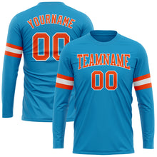 Загрузить изображение в средство просмотра галереи, Custom Panther Blue Orange-White Long Sleeve Performance T-Shirt