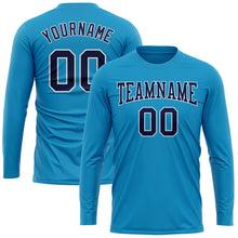 Загрузить изображение в средство просмотра галереи, Custom Panther Blue Navy-White Long Sleeve Performance T-Shirt