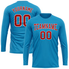 Загрузить изображение в средство просмотра галереи, Custom Panther Blue Red-White Long Sleeve Performance T-Shirt