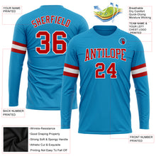 Загрузить изображение в средство просмотра галереи, Custom Panther Blue Red-White Long Sleeve Performance T-Shirt
