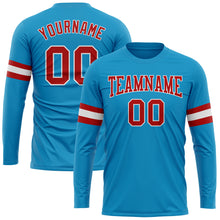 Загрузить изображение в средство просмотра галереи, Custom Panther Blue Red-White Long Sleeve Performance T-Shirt
