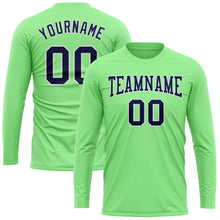 Загрузить изображение в средство просмотра галереи, Custom Pea Green Navy-White Long Sleeve Performance T-Shirt