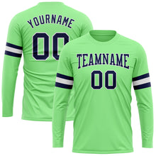 Загрузить изображение в средство просмотра галереи, Custom Pea Green Navy-White Long Sleeve Performance T-Shirt
