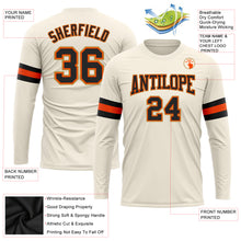 Load image into Gallery viewer, Custom Cream Black Orange-Old Gold Long Sleeve Performance T-Shirt