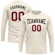 Load image into Gallery viewer, Custom Cream Crimson-Black Long Sleeve Performance T-Shirt