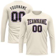 Load image into Gallery viewer, Custom Cream Black-Purple Long Sleeve Performance T-Shirt