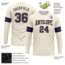 Load image into Gallery viewer, Custom Cream Black-Purple Long Sleeve Performance T-Shirt