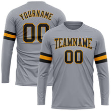 Загрузить изображение в средство просмотра галереи, Custom Gray Black-Gold Long Sleeve Performance T-Shirt