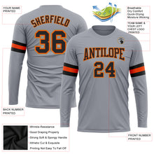 Load image into Gallery viewer, Custom Gray Black Orange-Old Gold Long Sleeve Performance T-Shirt