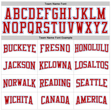 Load image into Gallery viewer, Custom White Red-Light Blue Long Sleeve Performance T-Shirt