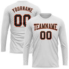 Load image into Gallery viewer, Custom White Black-Orange Long Sleeve Performance T-Shirt