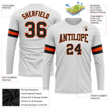 Load image into Gallery viewer, Custom White Black-Orange Long Sleeve Performance T-Shirt