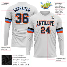 Загрузить изображение в средство просмотра галереи, Custom White Black Powder Blue-Orange Long Sleeve Performance T-Shirt