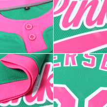 Загрузить изображение в средство просмотра галереи, Custom Kelly Green Pink-White Two-Button Unisex Softball Jersey