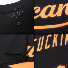 Load image into Gallery viewer, Custom Black Bay Orange Authentic Baseball Jersey