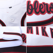 Load image into Gallery viewer, Custom White Black-Crimson Authentic Baseball Jersey