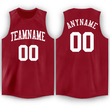 Laden Sie das Bild in den Galerie-Viewer, Custom Maroon White Round Neck Basketball Jersey