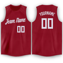 Laden Sie das Bild in den Galerie-Viewer, Custom Maroon White Round Neck Basketball Jersey