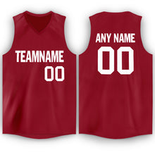 Laden Sie das Bild in den Galerie-Viewer, Custom Maroon White V-Neck Basketball Jersey