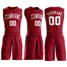 Laden Sie das Bild in den Galerie-Viewer, Custom Maroon White Round Neck Suit Basketball Jersey