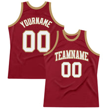Загрузить изображение в средство просмотра галереи, Custom Maroon White-Old Gold Authentic Throwback Basketball Jersey