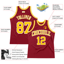 Laden Sie das Bild in den Galerie-Viewer, Custom Maroon Gold-White Authentic Throwback Basketball Jersey