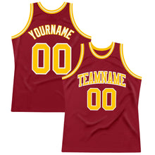Laden Sie das Bild in den Galerie-Viewer, Custom Maroon Gold-White Authentic Throwback Basketball Jersey