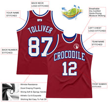 Laden Sie das Bild in den Galerie-Viewer, Custom Maroon White-Royal Authentic Throwback Basketball Jersey