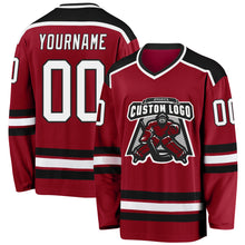 Загрузить изображение в средство просмотра галереи, Custom Maroon White-Black Hockey Jersey