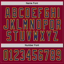 Load image into Gallery viewer, Custom Maroon Navy-Gold Hockey Jersey