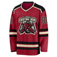 Load image into Gallery viewer, Custom Maroon Black-Cream Hockey Jersey
