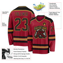 Load image into Gallery viewer, Custom Maroon Black-Old Gold Hockey Jersey
