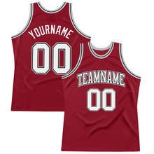 Загрузить изображение в средство просмотра галереи, Custom Maroon White Black-Gray Authentic Throwback Basketball Jersey