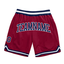 Load image into Gallery viewer, Custom Maroon Navy-White Authentic Throwback Basketball Shorts