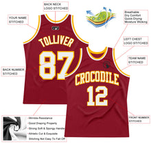 Laden Sie das Bild in den Galerie-Viewer, Custom Maroon White-Gold Authentic Throwback Basketball Jersey