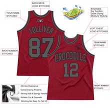 Загрузить изображение в средство просмотра галереи, Custom Maroon Steel Gray-Black Authentic Throwback Basketball Jersey