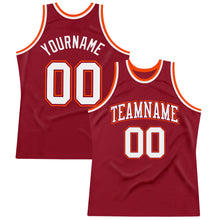 Загрузить изображение в средство просмотра галереи, Custom Maroon White-Orange Authentic Throwback Basketball Jersey