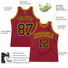 Загрузить изображение в средство просмотра галереи, Custom Maroon White Pinstripe Black-Gold Authentic Basketball Jersey