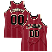 Загрузить изображение в средство просмотра галереи, Custom Maroon White Pinstripe Black-Cream Authentic Basketball Jersey