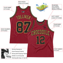 Загрузить изображение в средство просмотра галереи, Custom Maroon White Pinstripe Black-Old Gold Authentic Basketball Jersey